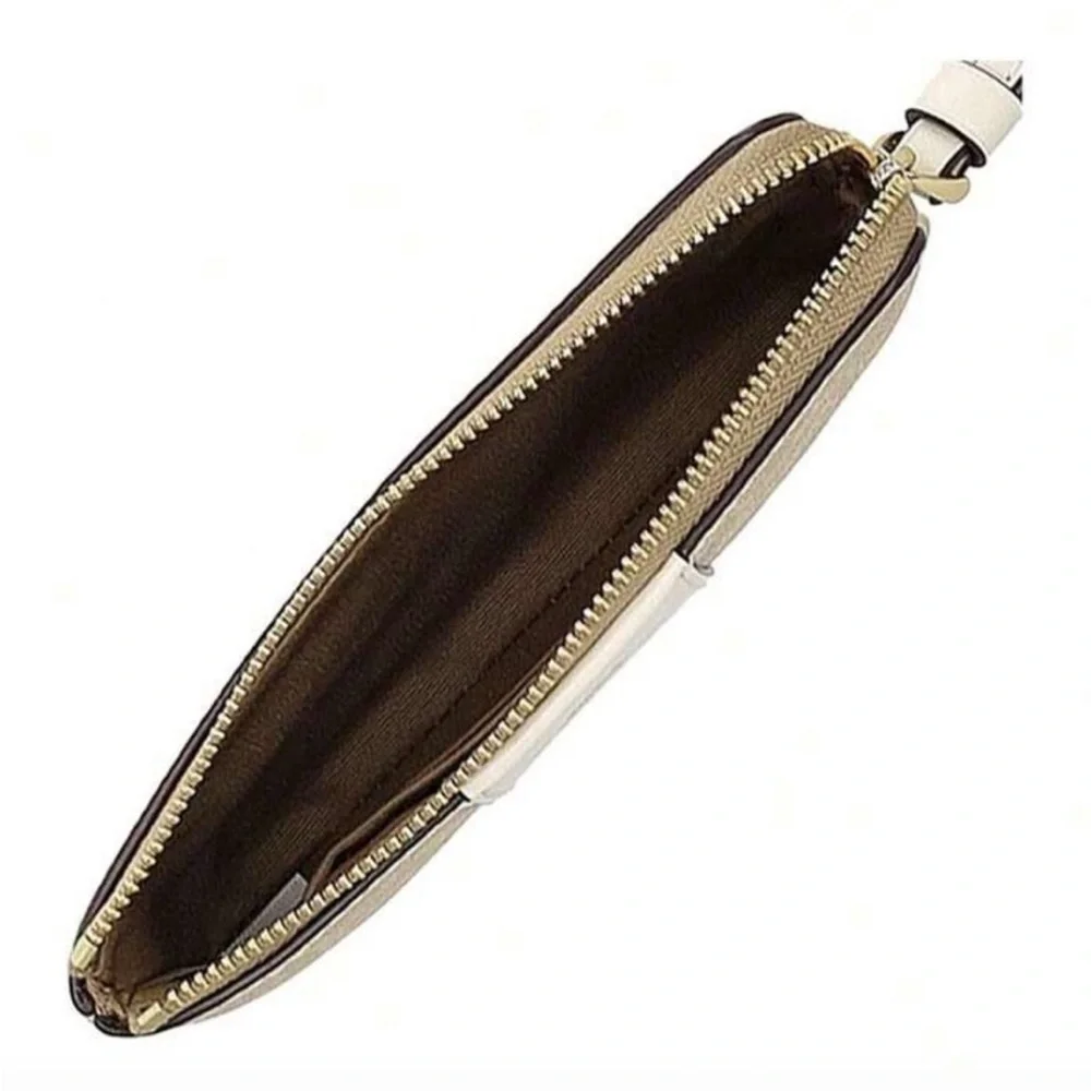 COACH. 3 Piece: Canvas & Leather Corner Zip Wristlet & Free Gift Box & Stickers. - Picture 9 of 16